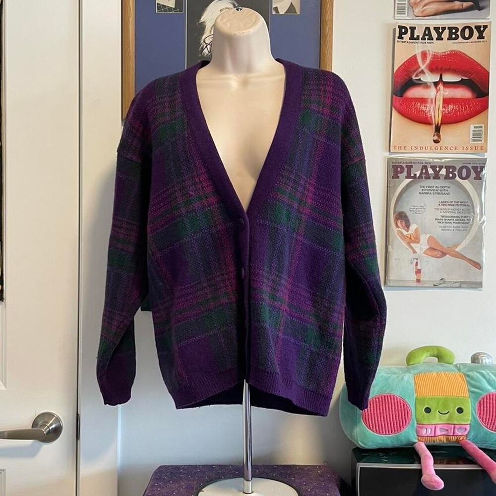 Pendleton purple plaid cardigan size